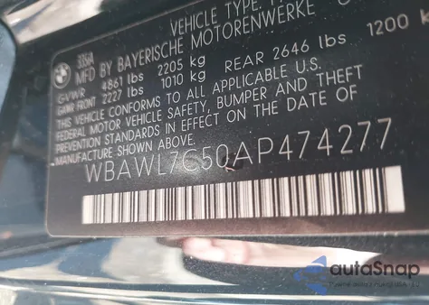 2010 BMW 335I z USA, uszkodzony, nr VIN WBAWL7C50AP474277